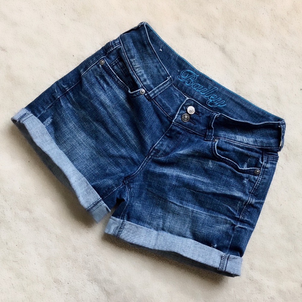 Cuffed Denim Shorts